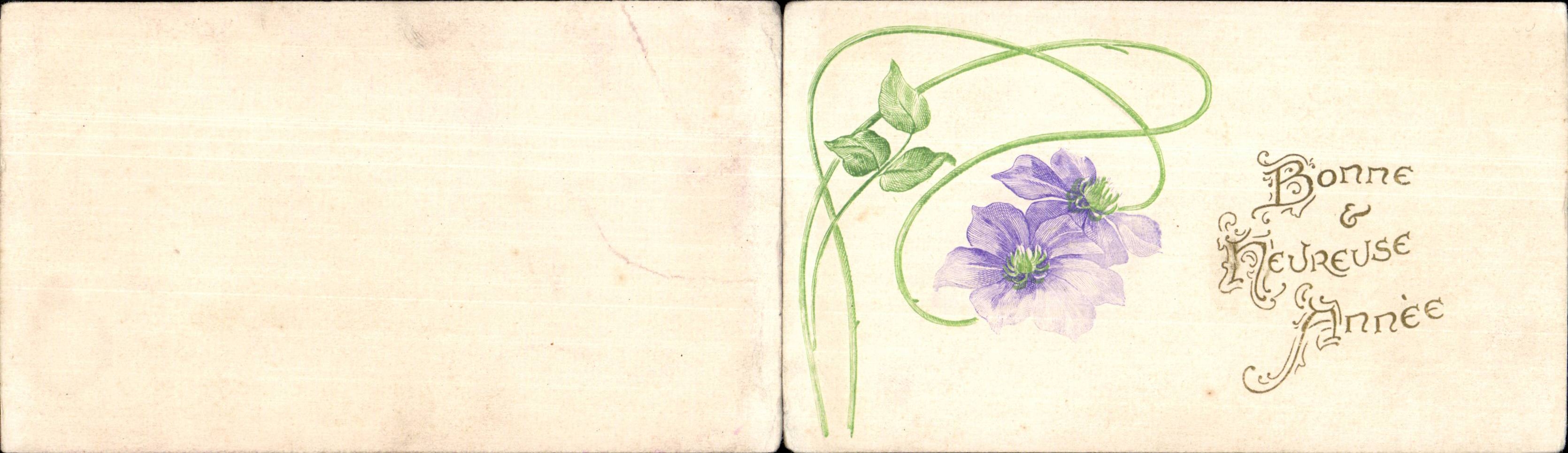 Fleurs - Swirling Flowers - Bonne et Heureuse Annee CPA 