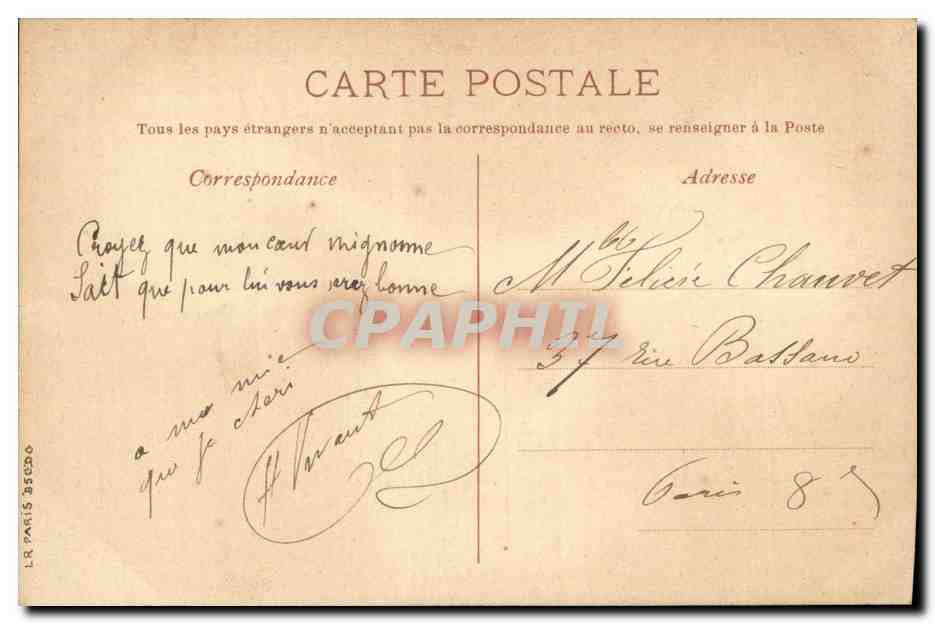 Fleurs - Flowers - Oeillet - Amour Sincere CPA  — Verso