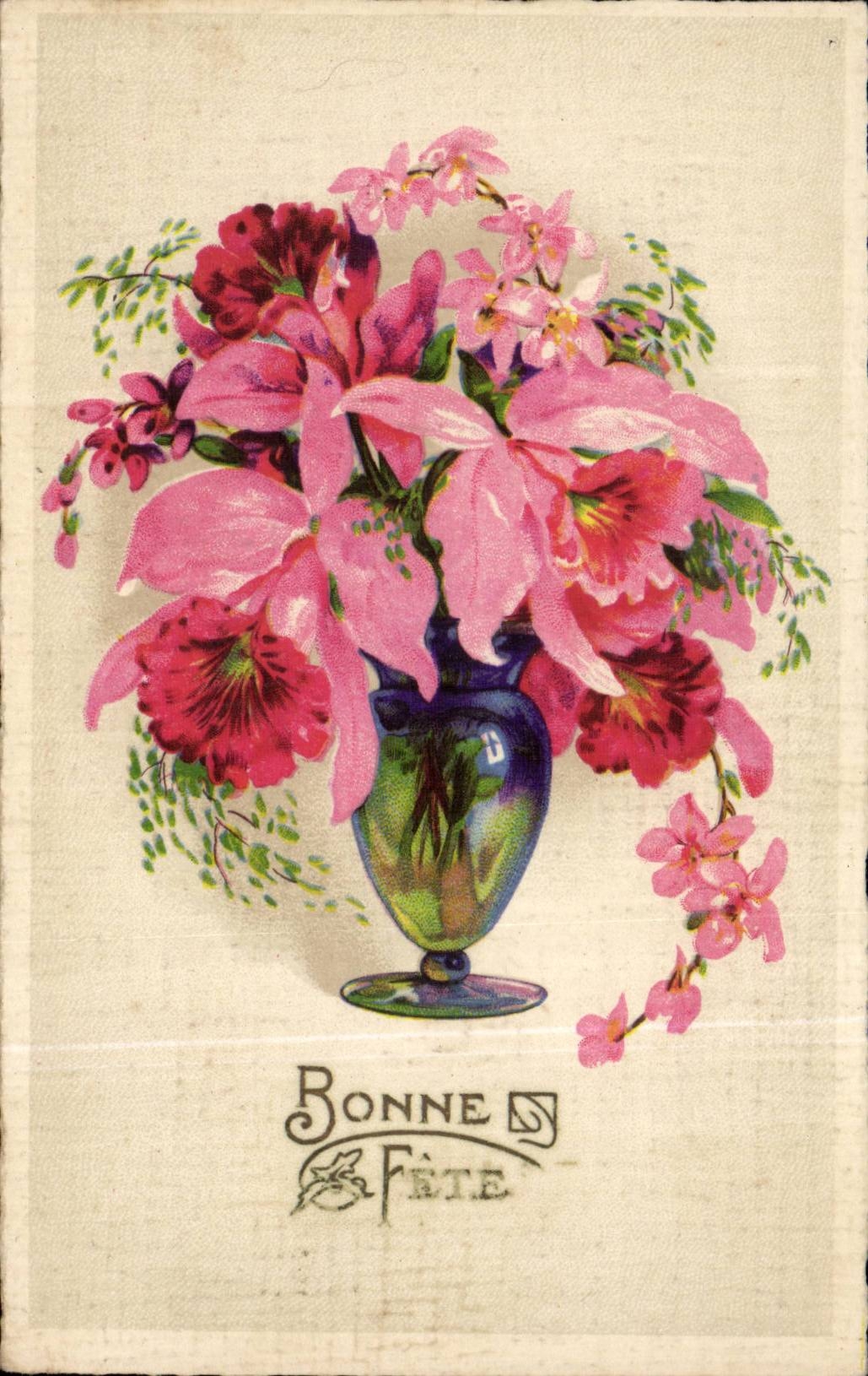 Fleurs - Flowers - Bursting Pink Bouquet - CPA 