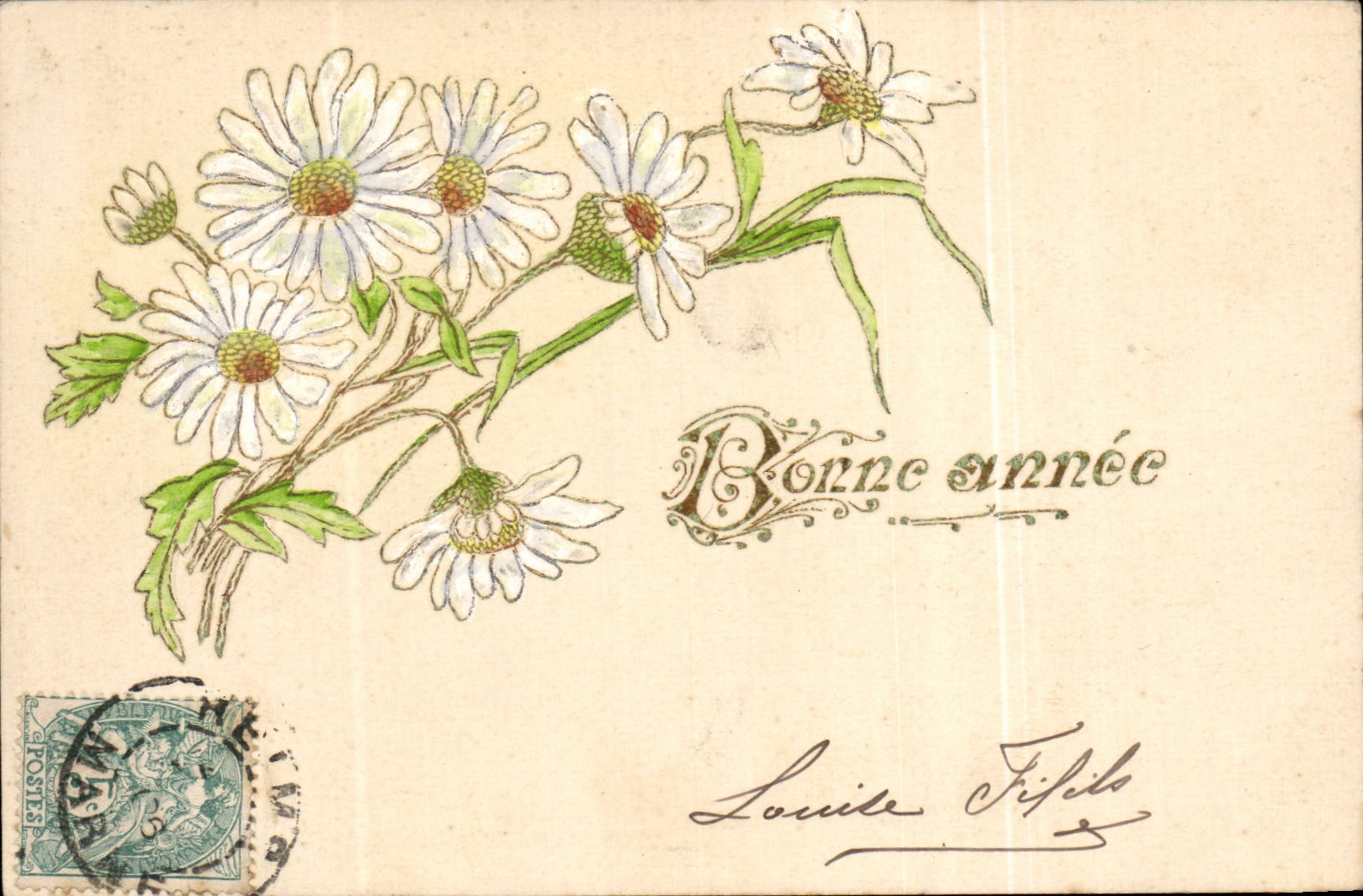 Flowers - Fleurs - Bonne Annee - daisies - CPA 