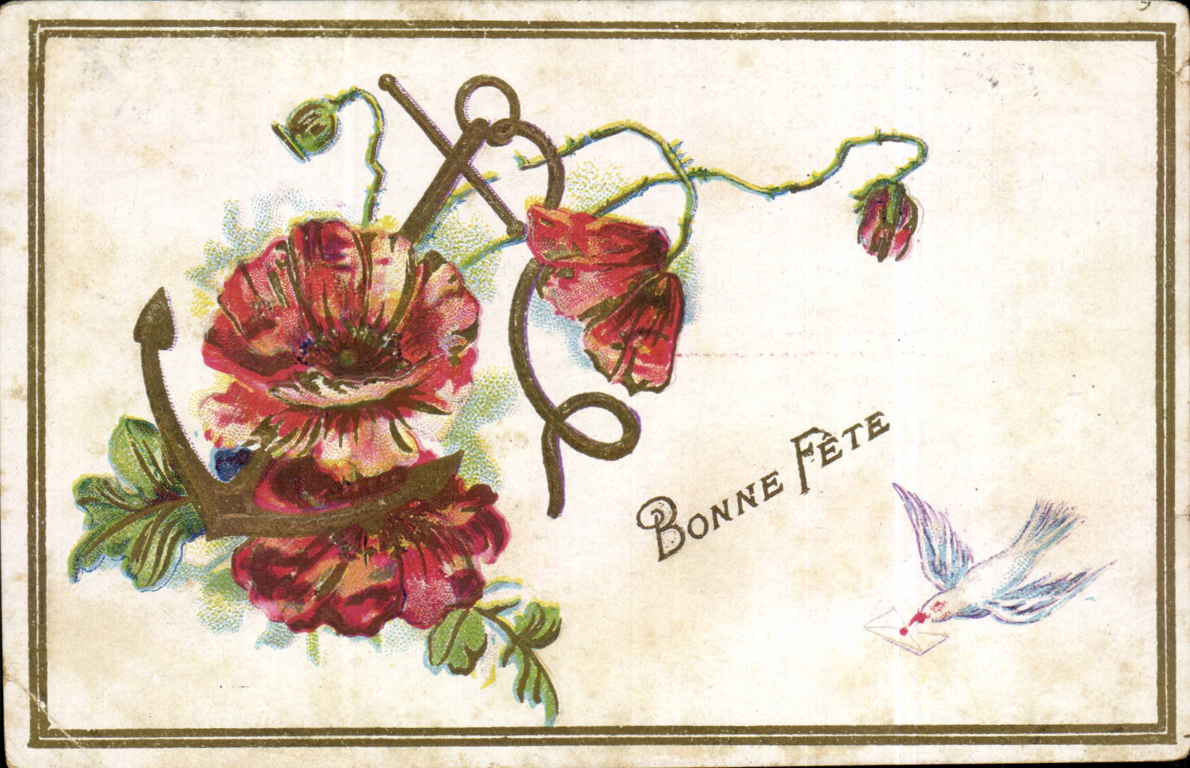 Flowers - Fleurs - Bonne Fete - Oiseau - CPA 