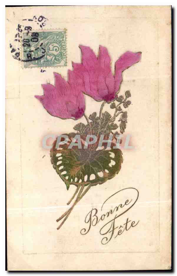 Flowers - Fleurs - Bonne Fete - Heart shaped leaf - CPA 