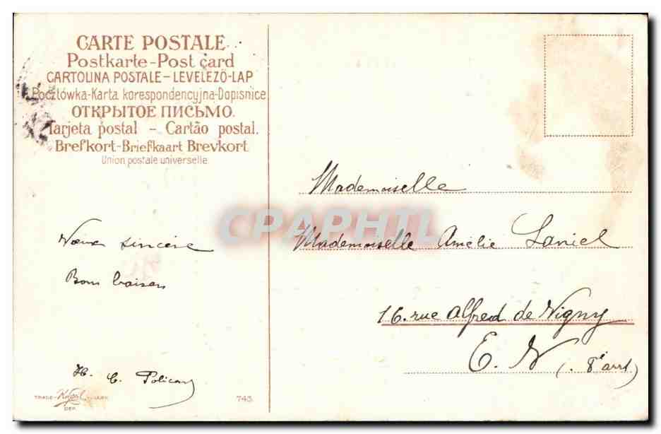 Fleurs - Flowers - daisies and little scene - CPA  — Verso