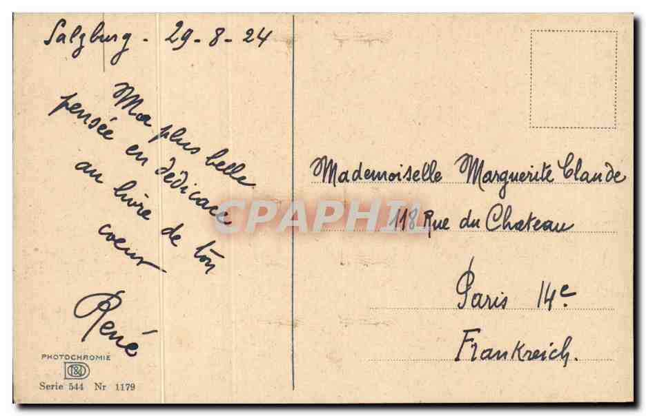 Fleurs - sprig of blue flowers - CPA  — Verso