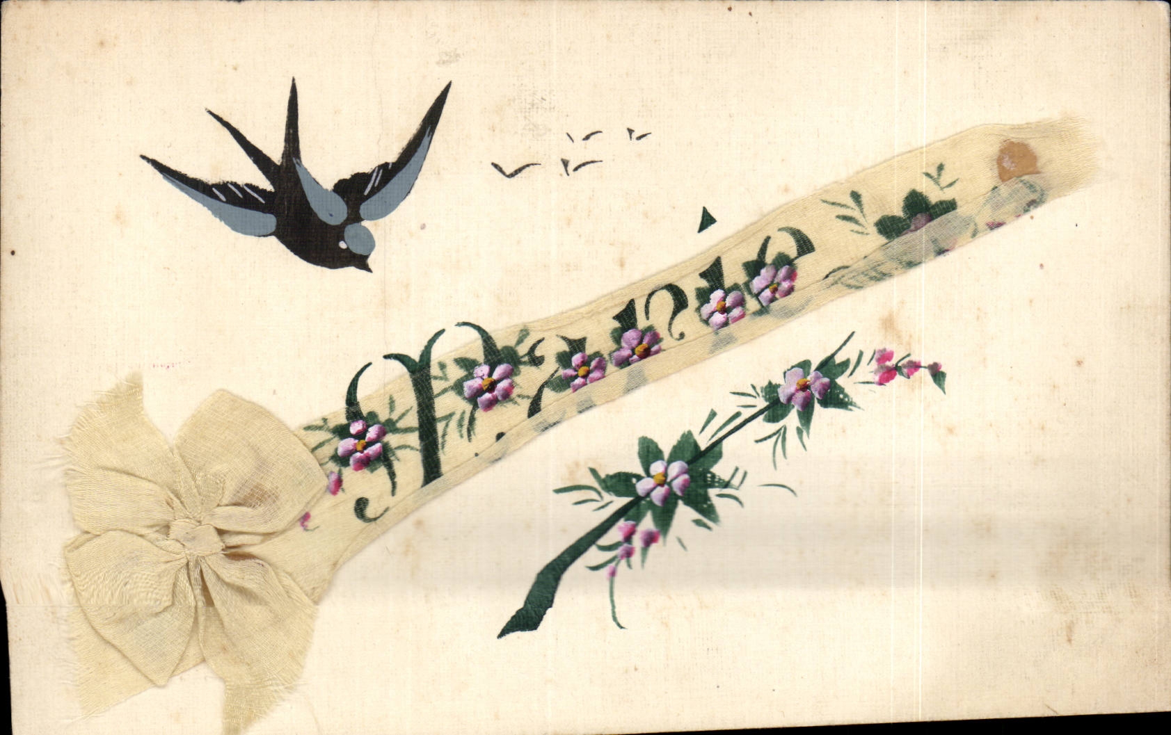 Fleurs - Flowers - Oiseau - Bird - CPA Hirondelle