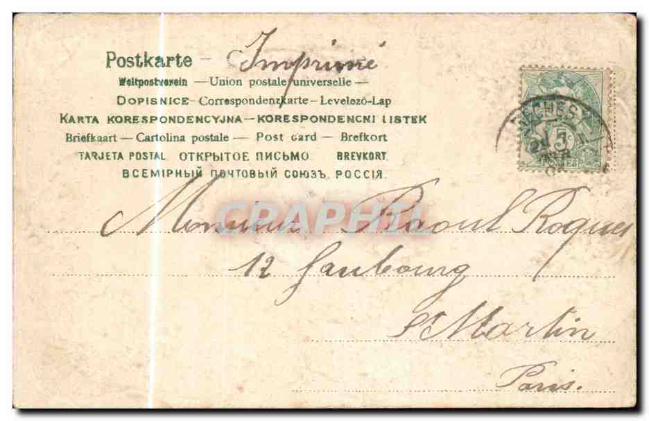 Dove et fleurs — Carte postale décorative — Imprimerie Union postale universelle — Rückseite