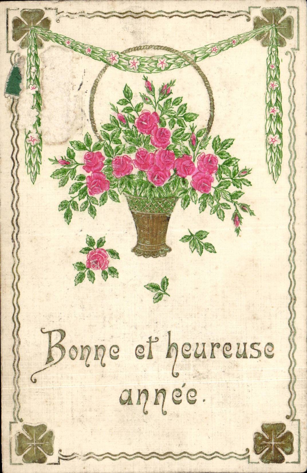 Fleurs - Flowers - Victorian bouquet of roses - CPA 