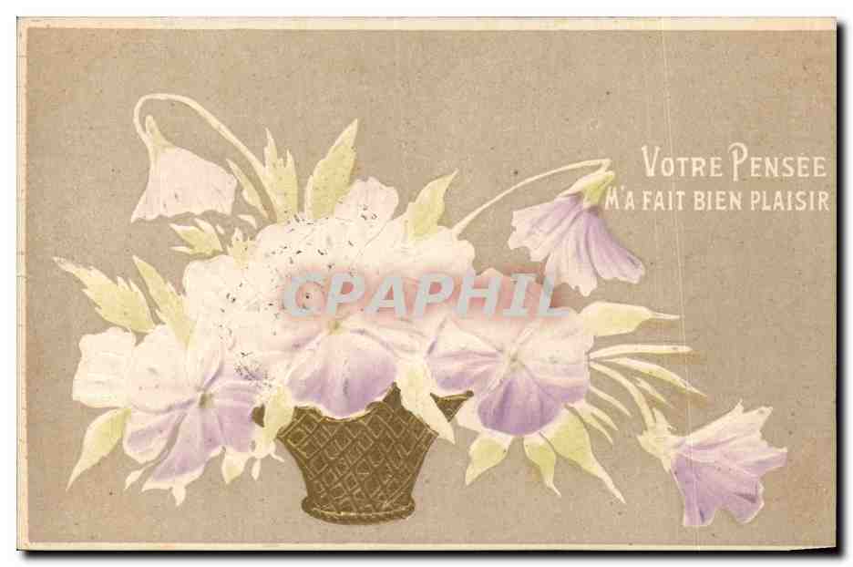 Fleurs - Flowers - vase of white flowers - CPA 