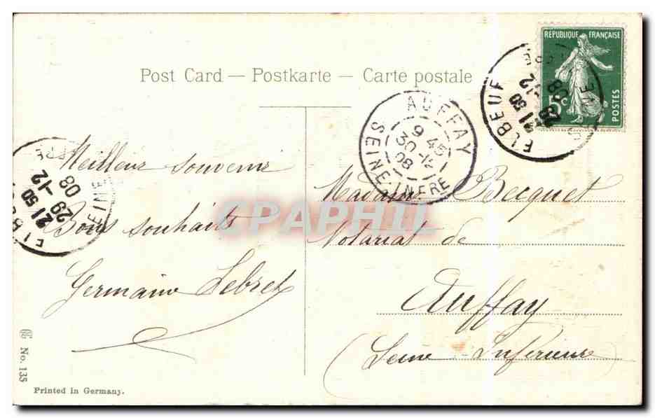 Fetes - Holiday - Bonne Annee - Happy New Year - houx - holly - neige - snow - CPA  — Verso