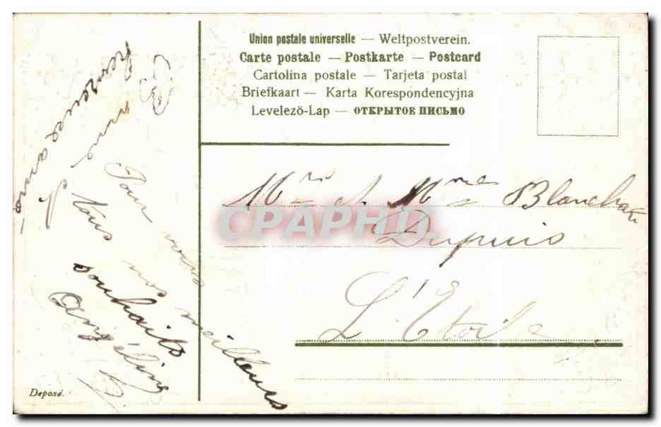 Fleurs - Flowers - Victorian border - Amitie - horseshoe - fer a cheval - CPA  — Verso
