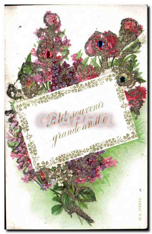 Fleurs et ornements — 'Petit souvenir, grande amitié' — ILL. PARIS, 10