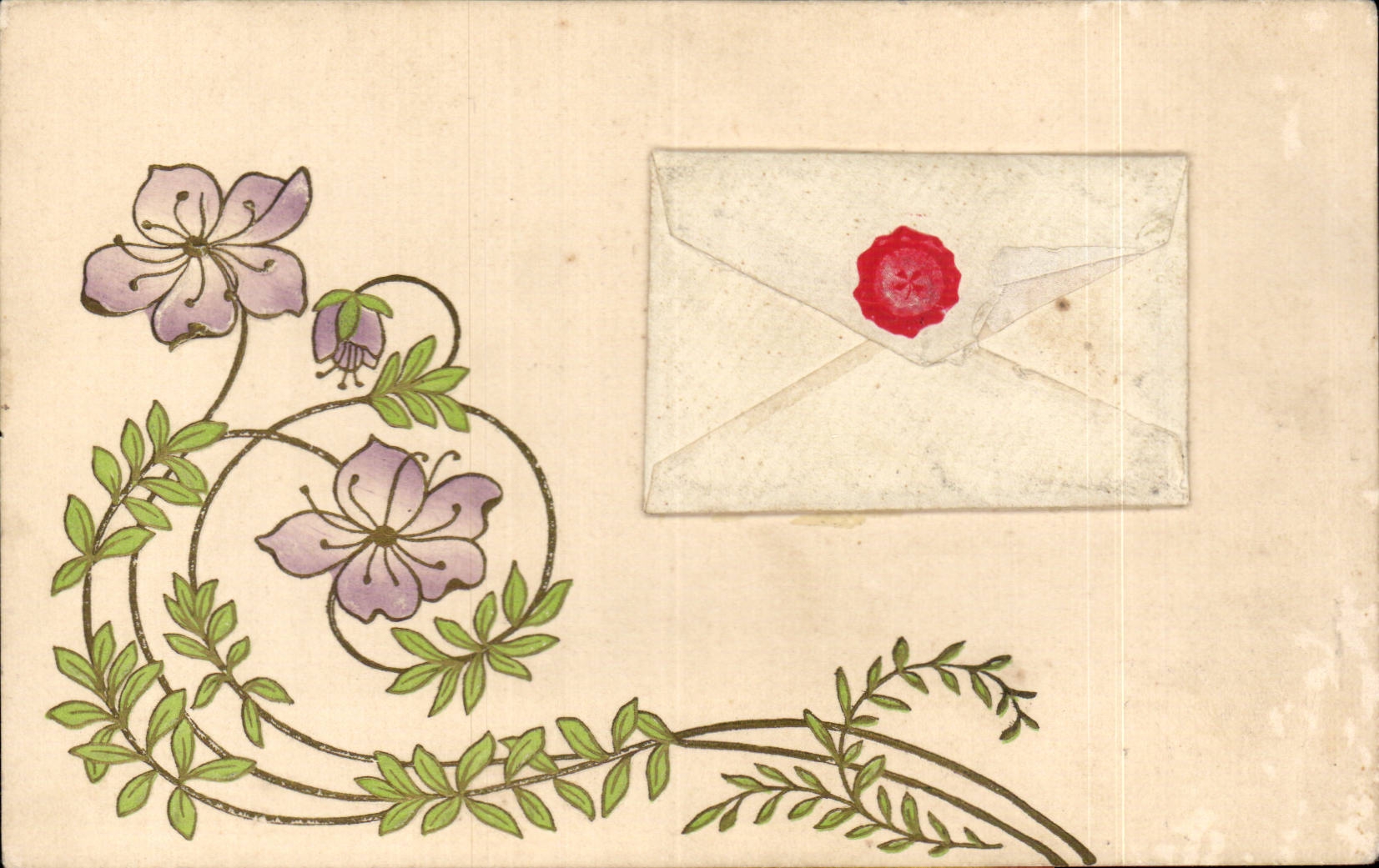 Fleurs - Flowers - victorian graphics - letter - lettre - CPA 