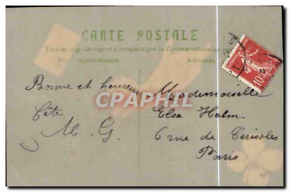 Main féminine — décoration florale et clover doré — éditeur Éditions Étienne — Rückseite