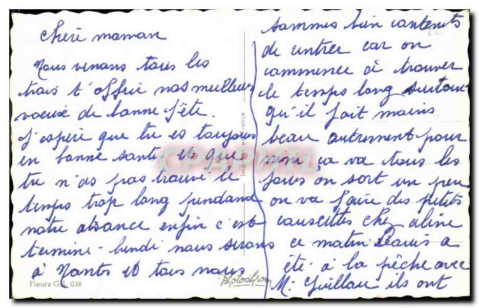 Fetes - Holiday - Bonne Fete Maman - Mother's Day - Fete des Meres - CPA  — Rückseite