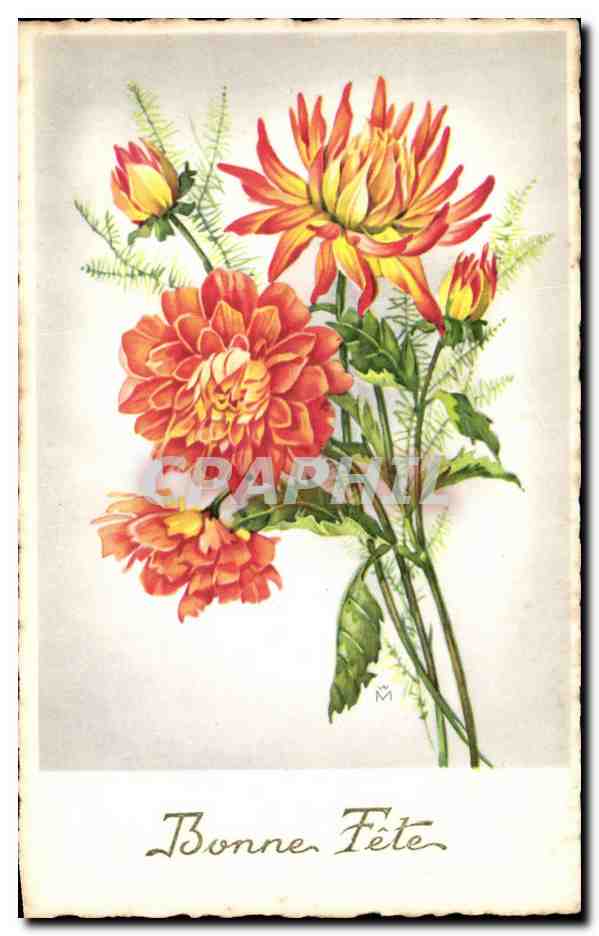 Fleurs - Flowers - Bouquet of exotic flowers - Bonne Fete - CPA 