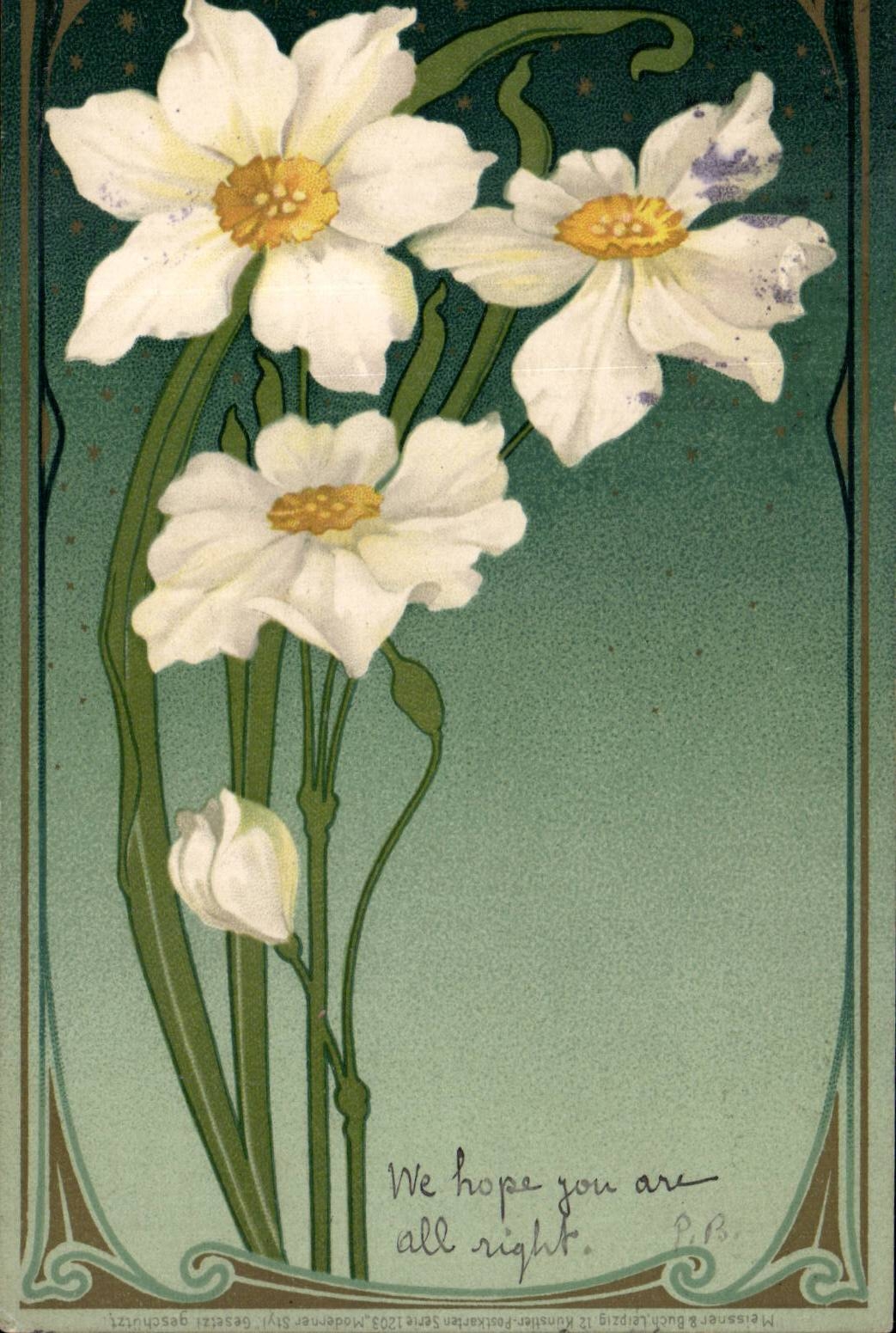 Fleurs - Flowers - white and yellow blooms - very victorian - CPA 