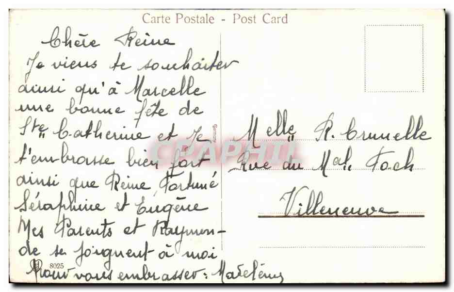 Fleurs - Flowers - Vase of Blooms - Vive Ste Catherine - CPA  — Verso
