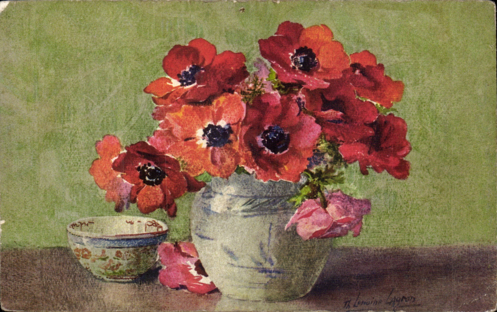 Fleurs - Flowers - Vase of Poppies - CPA 