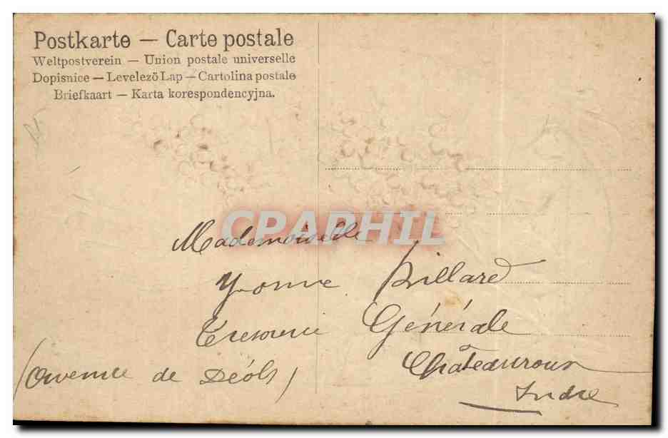 Palette de peintre — fleurs de lavande — éditeur Union postale universelle — Reverso