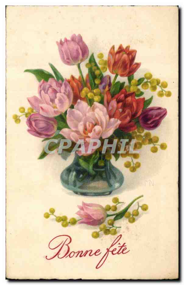 Fleurs - Flowers - Colorful Tulips - Bonne Fete - CPA 