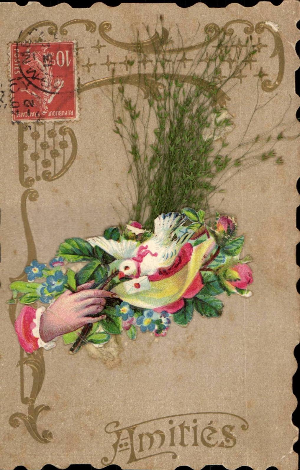 Fleurs - Flowers - Very Victorain image - Amities - CPA 