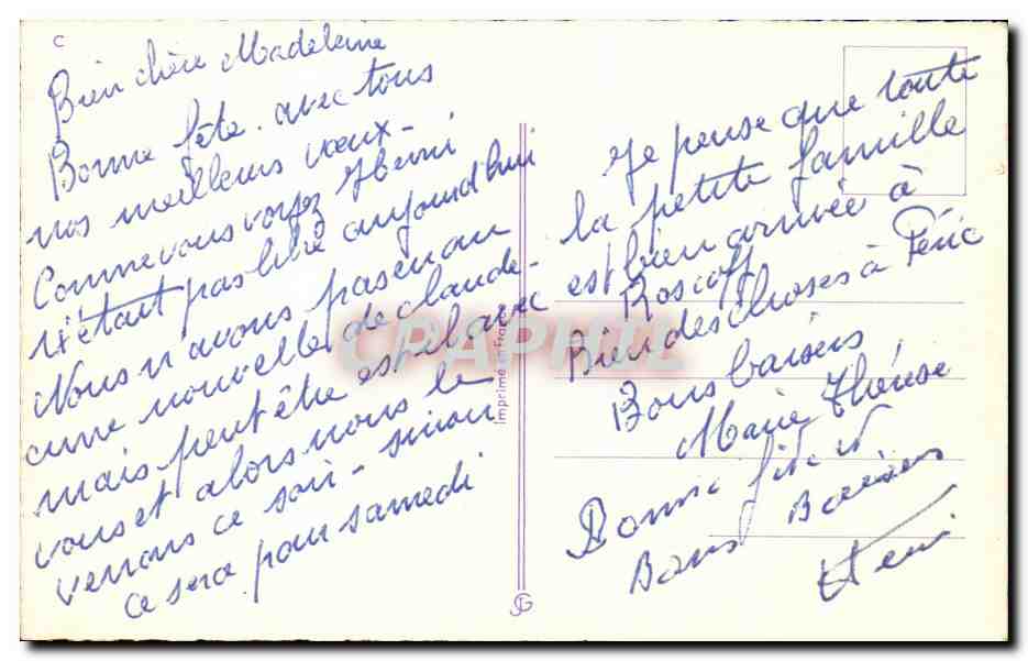 Fleurs - Flowers - Pretty bouquet with daisies - Bonne Fete - CPA  — Verso