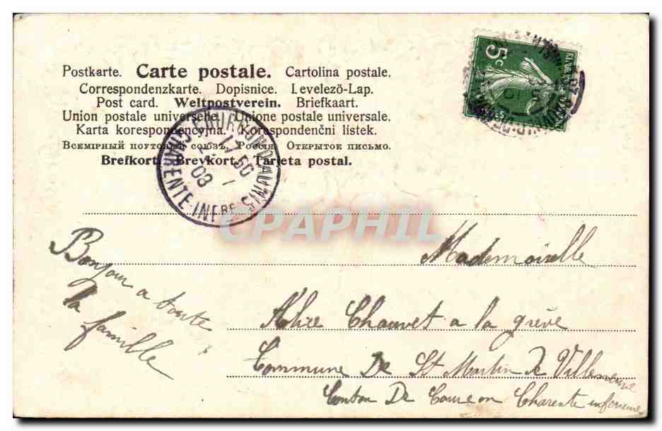 Fleurs - Flowers - flower bouquet - Bonne Fete - Victorian - CPA  — Verso