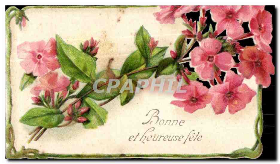 Fleurs - Flowers - Bonne Fete - lace card - Victorian - CPA 