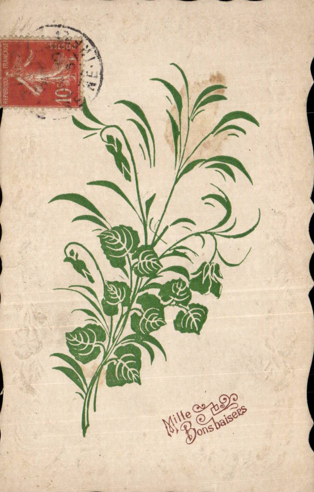 Fleurs - Flowers - Victorian plant graphic - CPA 