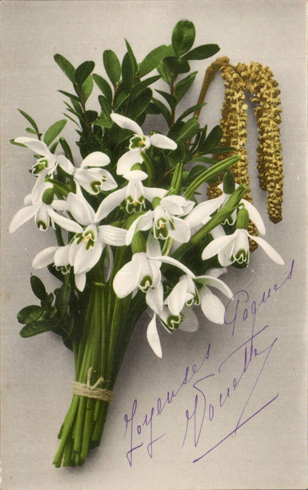 Fleur - Flowers - victorian - pretty bouquet of exotic flowers - CPA 