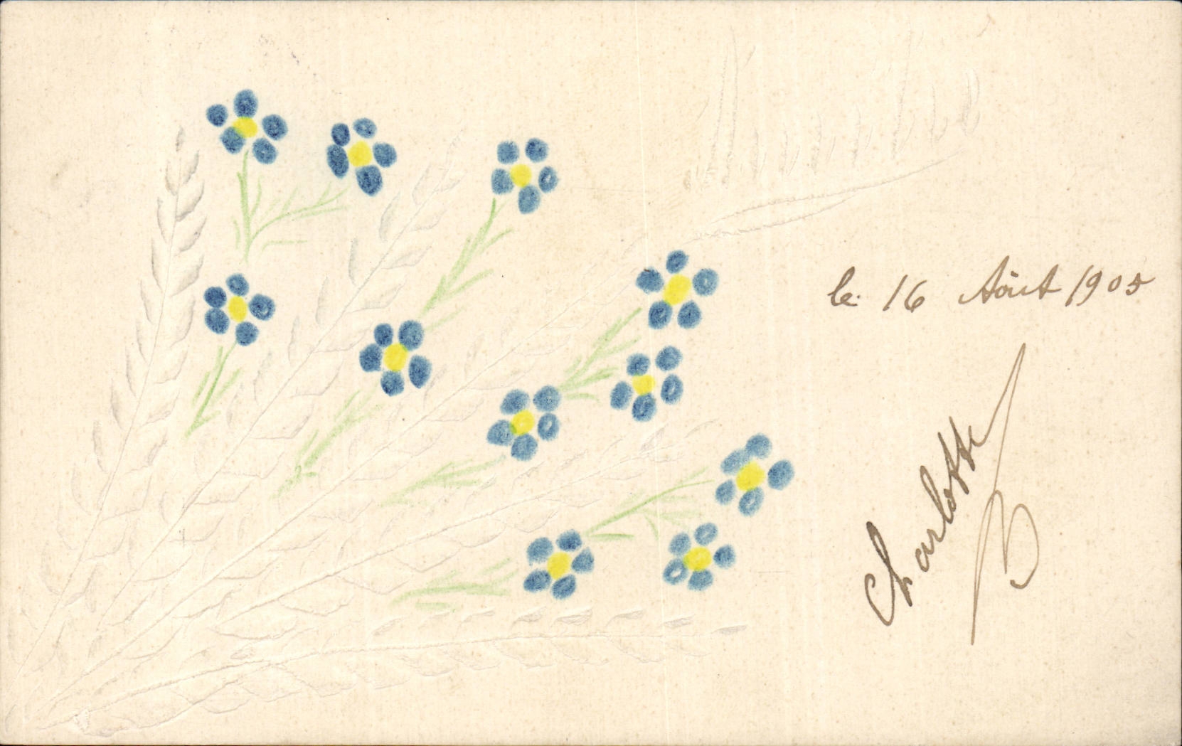 Fleurs - Flowers - flower sketch - CPA 