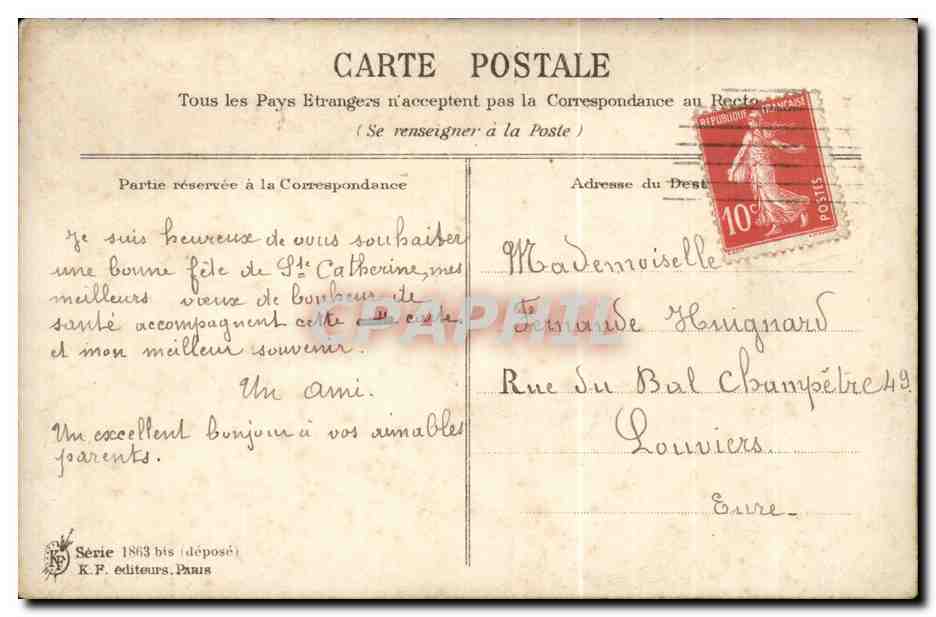 Fleurs et légendes — K.F. éditeurs, Paris, Série 1863 bis — Verso