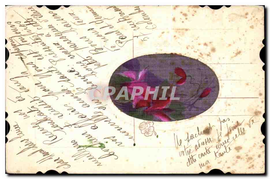 Fleurs - Flowers - purple flowers - victorian frame - CPA  — Rückseite