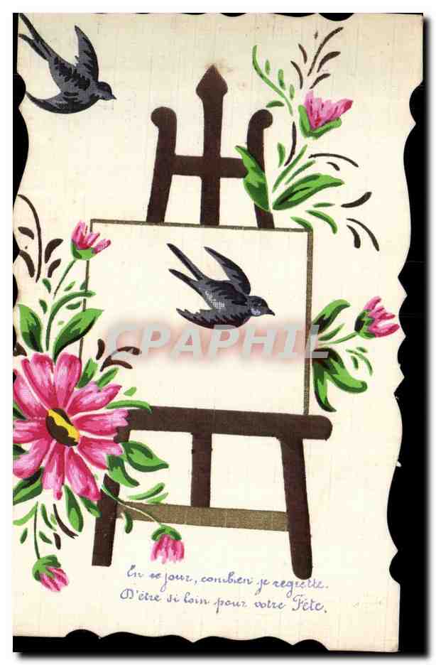 Fleurs - Flowers - victorain - oiseau - swallow - bird - CPA Hirondelle