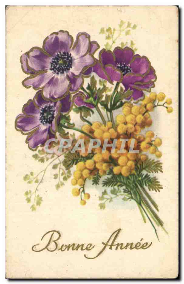 Fleurs - Flowers - Bonne Annee - colorful spring flowers - CPA 