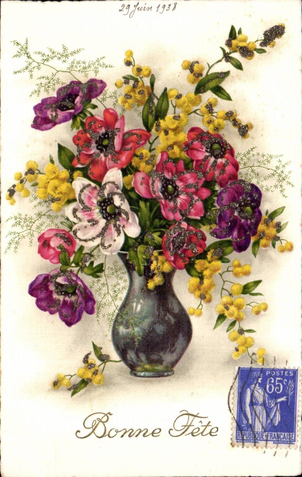 Fleurs - Flowers - colorful bouquet - CPA 