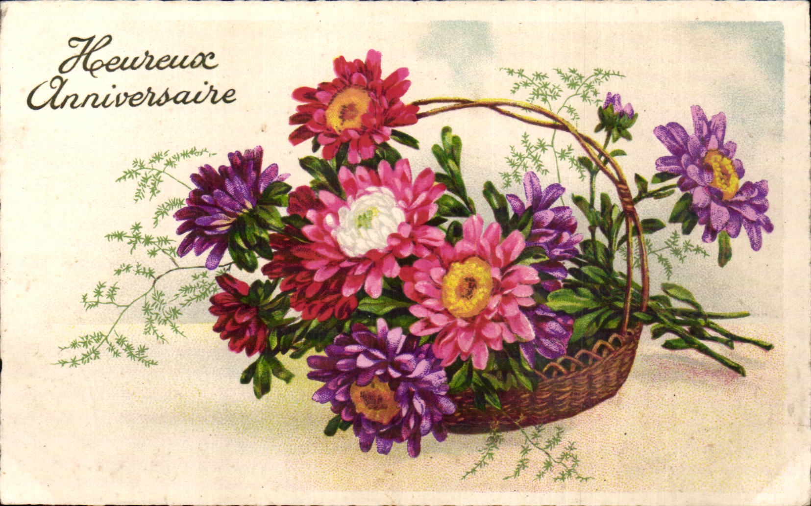 Fleurs - Flowers - basket of country flowers - CPA 