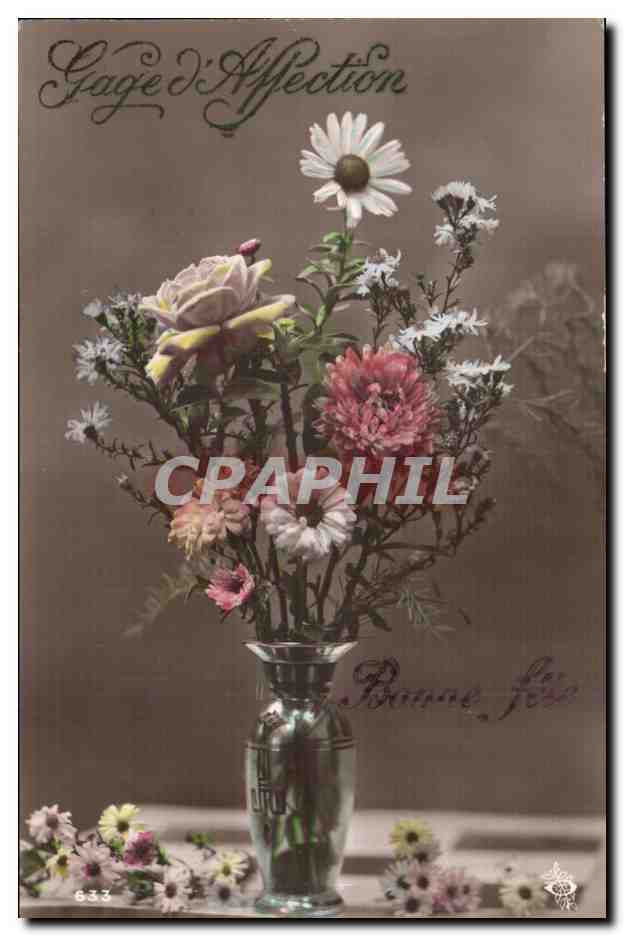 Fleurs - Flowers - bouquet with daisies - CPA 