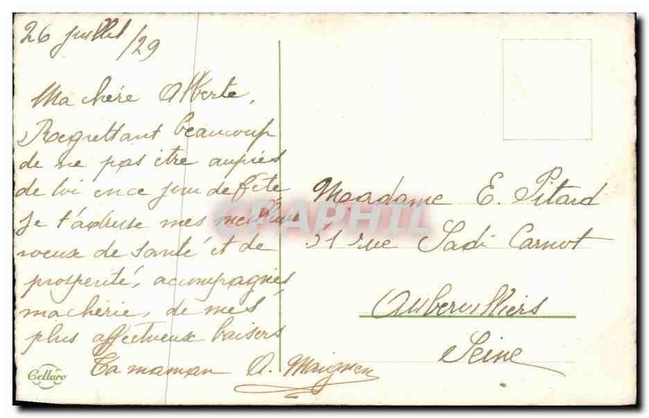 Fleurs - Flowers - clover and flowers - trefle - porte bonheur - CPA  — Verso