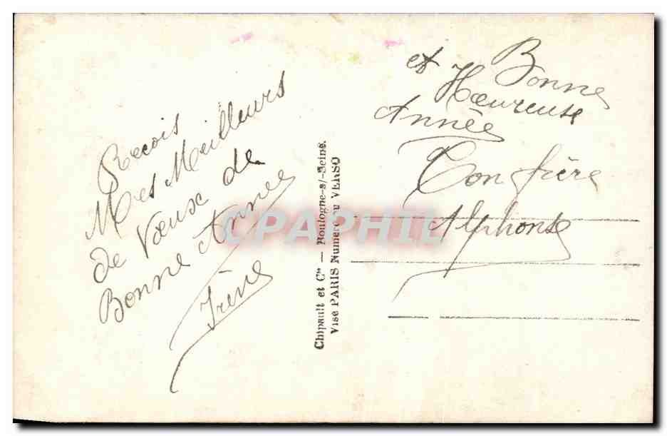 Fleurs - Flowers - Bonne Annee - flowers in pretty victorian pot - CPA  — Rückseite