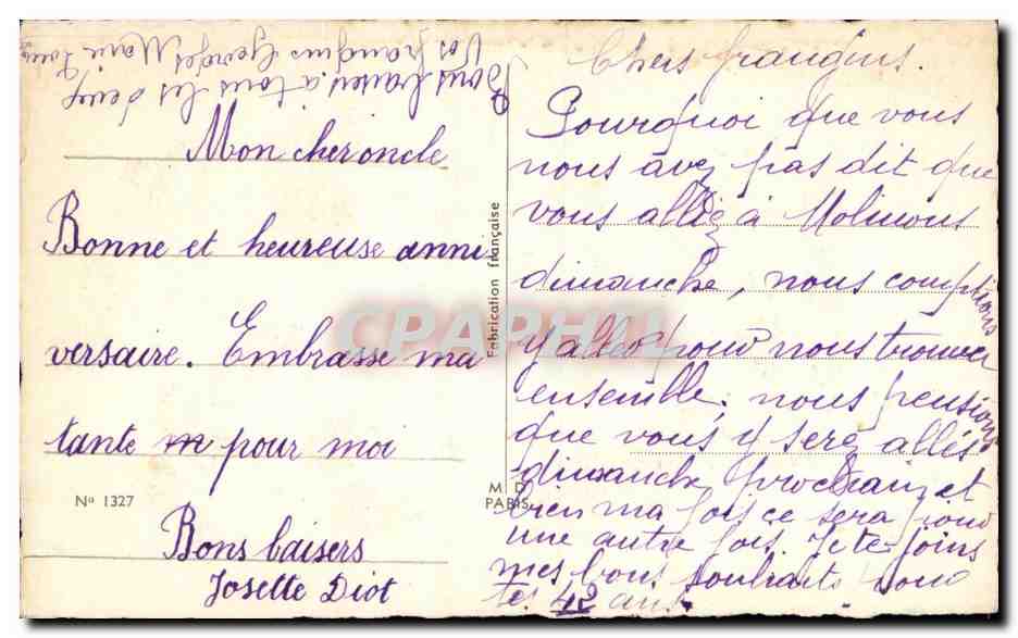Fleurs - Flowers - victorian - basket of roses - CPA  — Verso