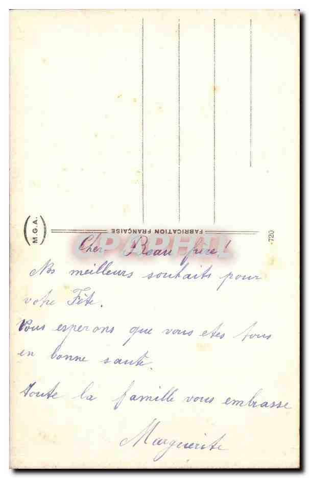 Fleurs - Flowers - lcountry scene - yelow pansy - pensee - Bonne Fete - CPA  — Verso