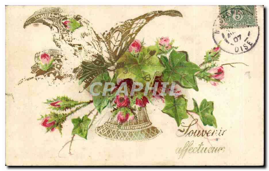 Fleurs - Flowers - victorian vase - CPA Papillon Butterfly