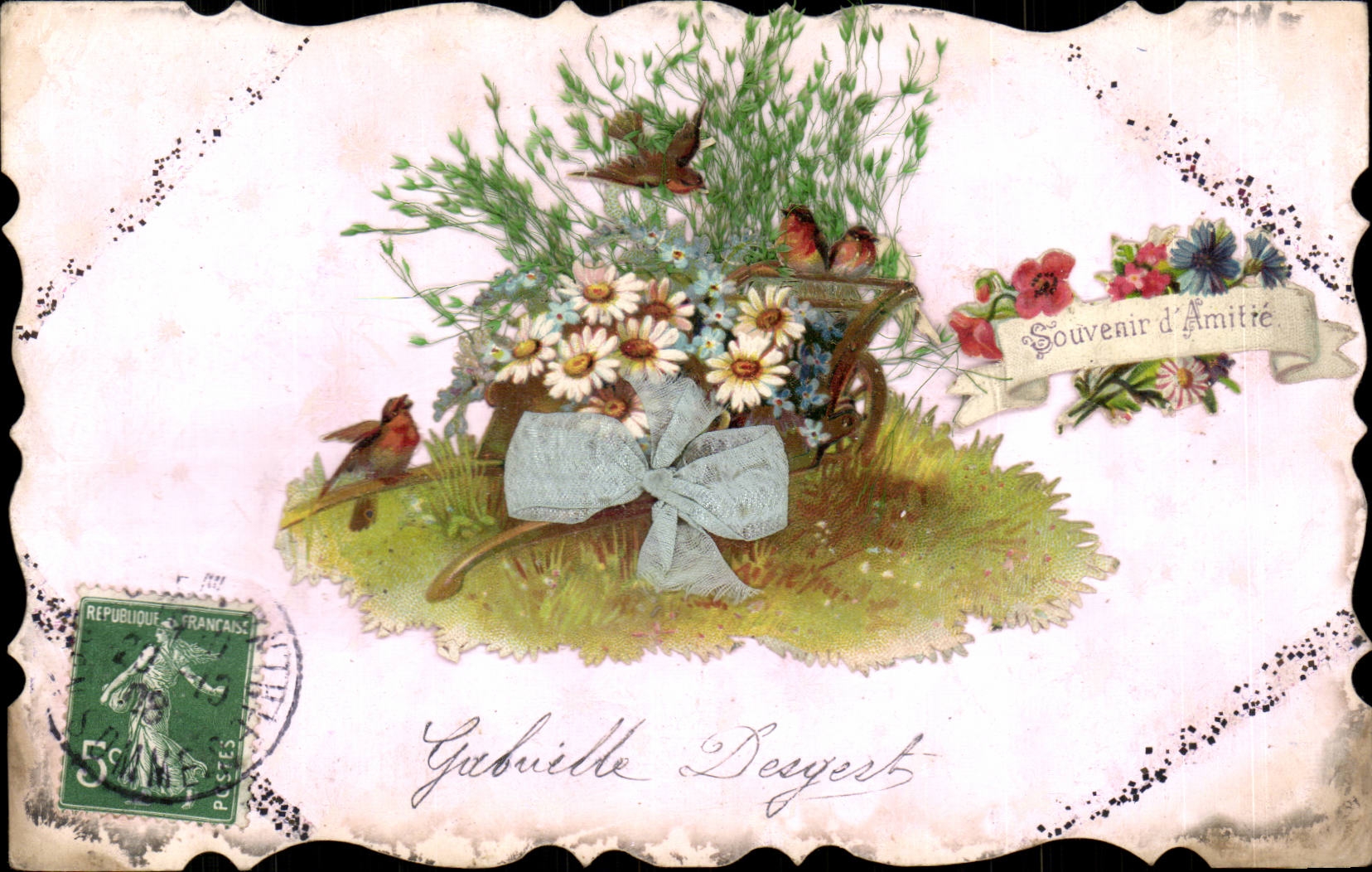 Fleurs - Flowers - basket of daisies - CPA 