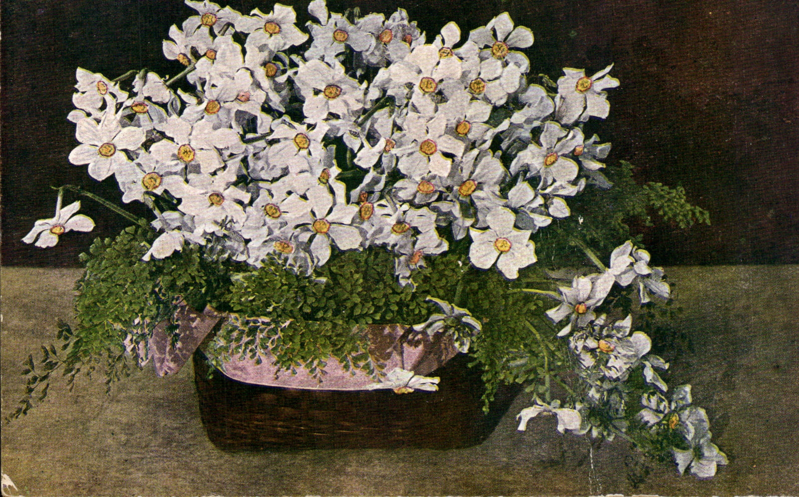Fleurs - Flowers - basket of flowers - CPA 