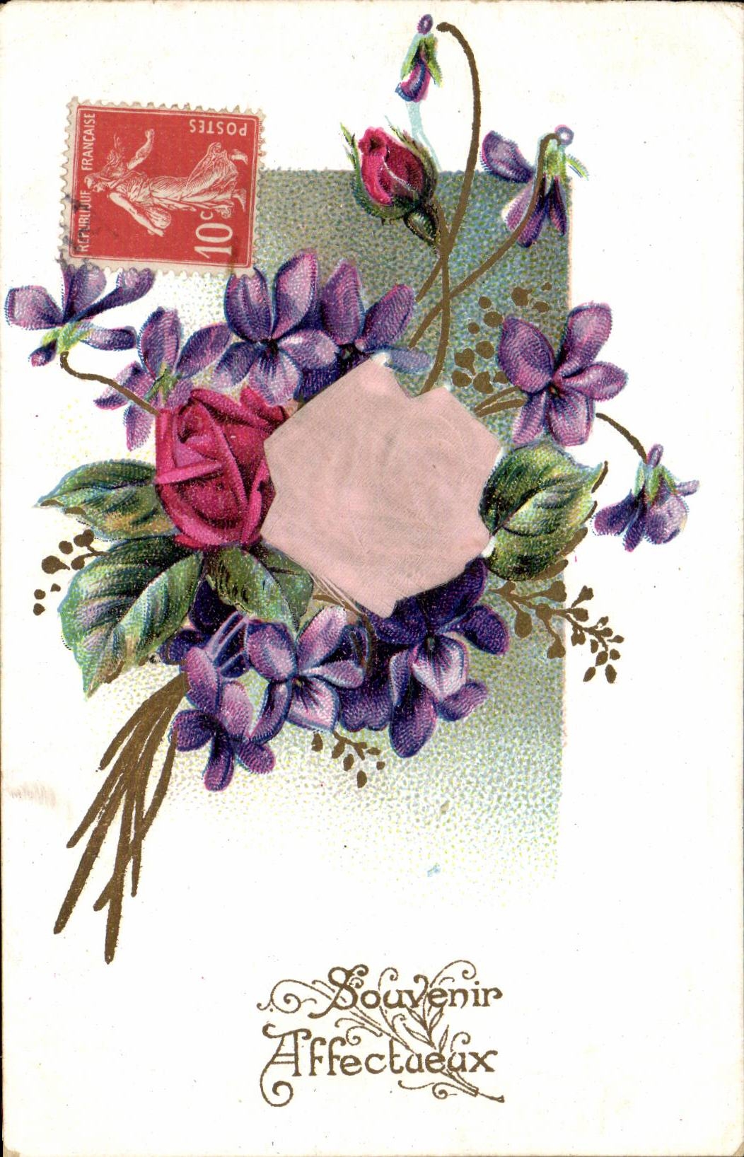 Fleurs - Flowers - little letter - CPA 