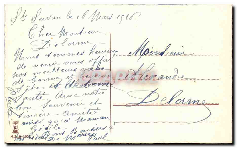 Fleurs - Flowers - Victorian Basket of Flowers - Bonne Annee - CPA  — Verso