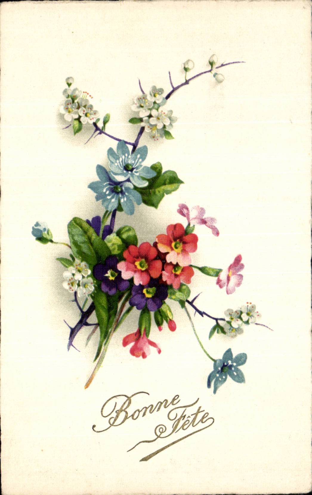 Fleurs - Flowers - Pretty Sprig of Flowers - Bonne Annee - CPA 