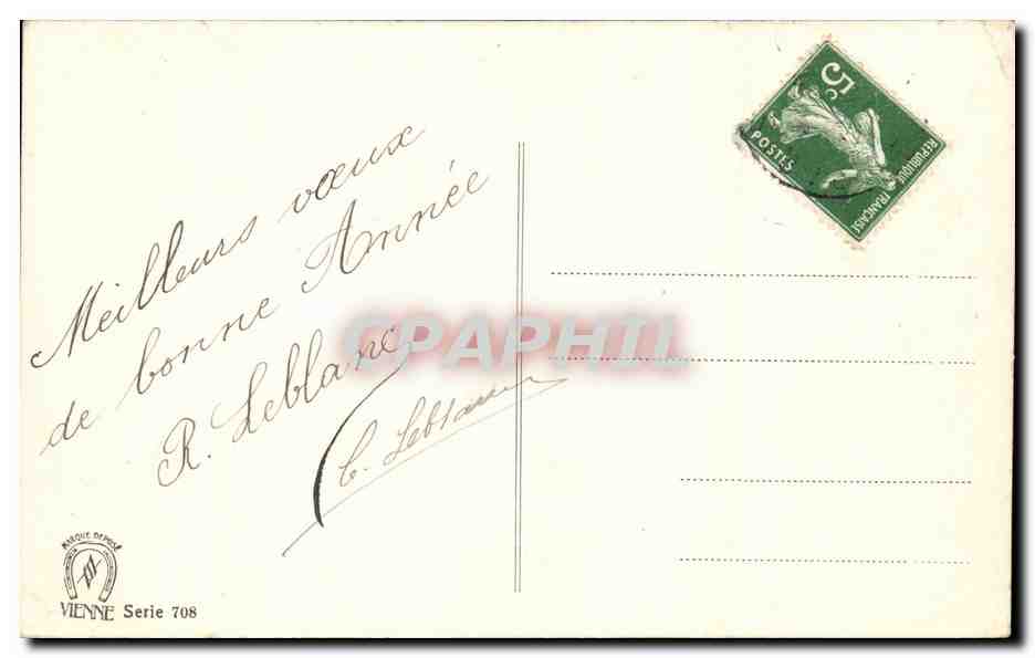 Fleurs - Flowers - trefle - clover - horseshoe - fer a cheval - Bonne Annee - CPA  — Verso