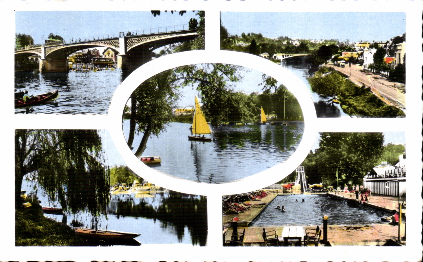 CPA la Varenne Saint Maur Pont de Chennevieres Pont de Champigny Le Beach La Marne